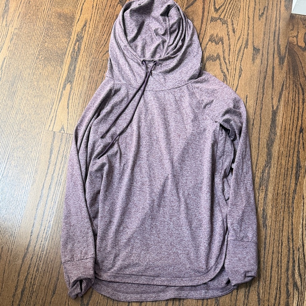 Athleta Lightweight Hooded Pullover in Mauve Heather small